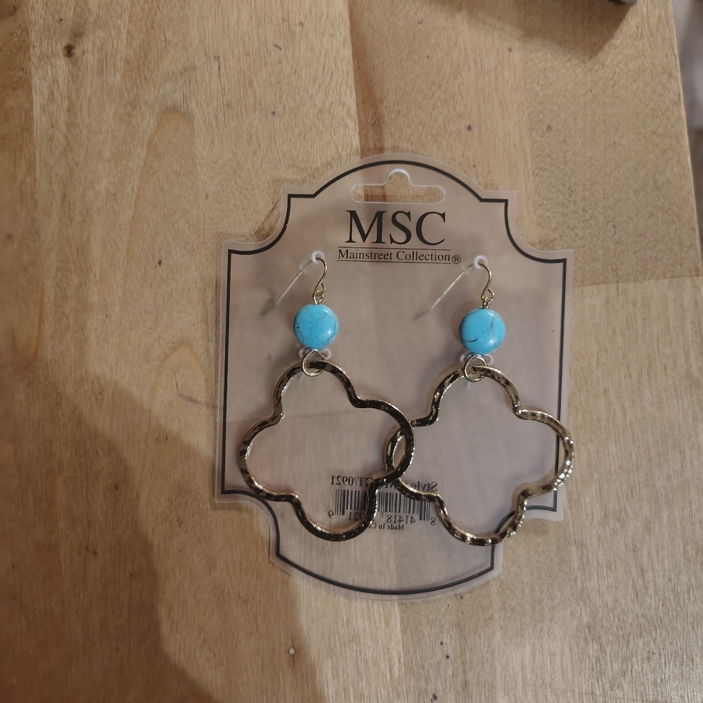 Mainstreet Collection Gold and Turquoise Earrings